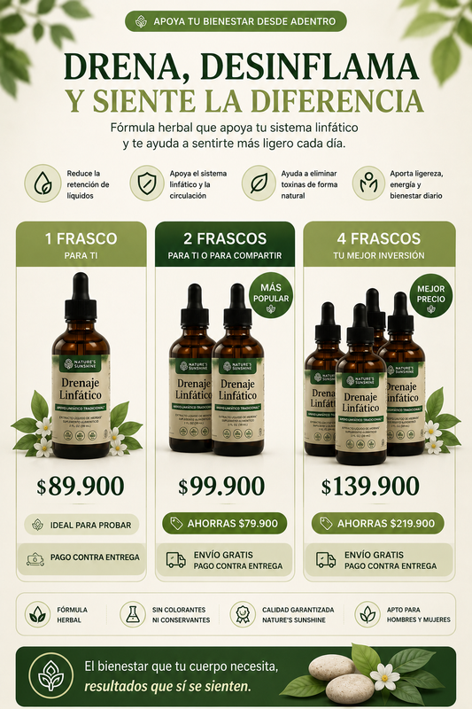 Nature sunshine | Drena Naturalmente la Hinchazón del Rostro, Abdomen y Piernas + Envio gratis 🎁